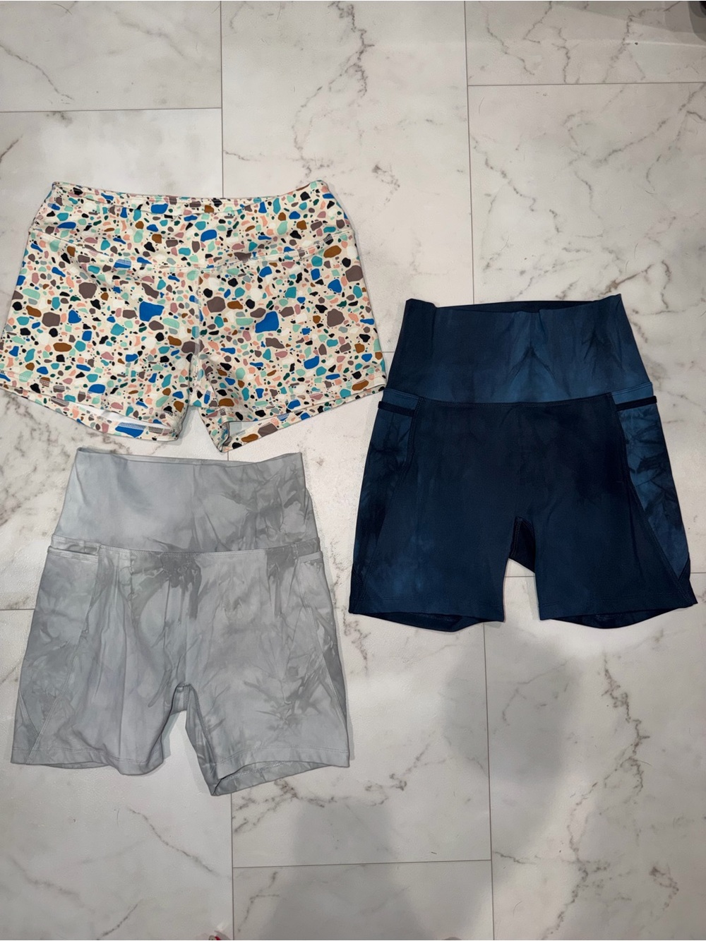 Born Primitive Trio: Navy, Light Gray & Multi-Color Bike Shorts Set